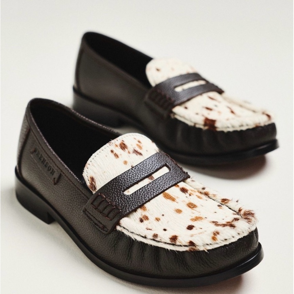 NWOB Grenson for Anthropologie Cow print loafers UK8/ US 10.5